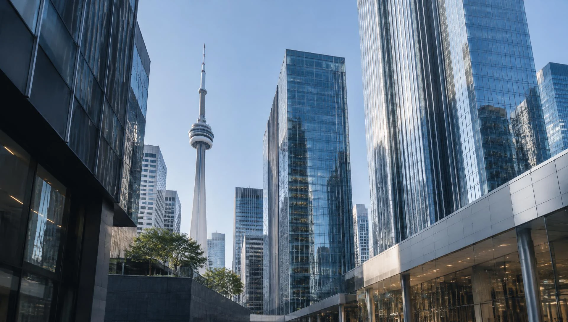 Toronto skyline framed by contemporary glass office towers